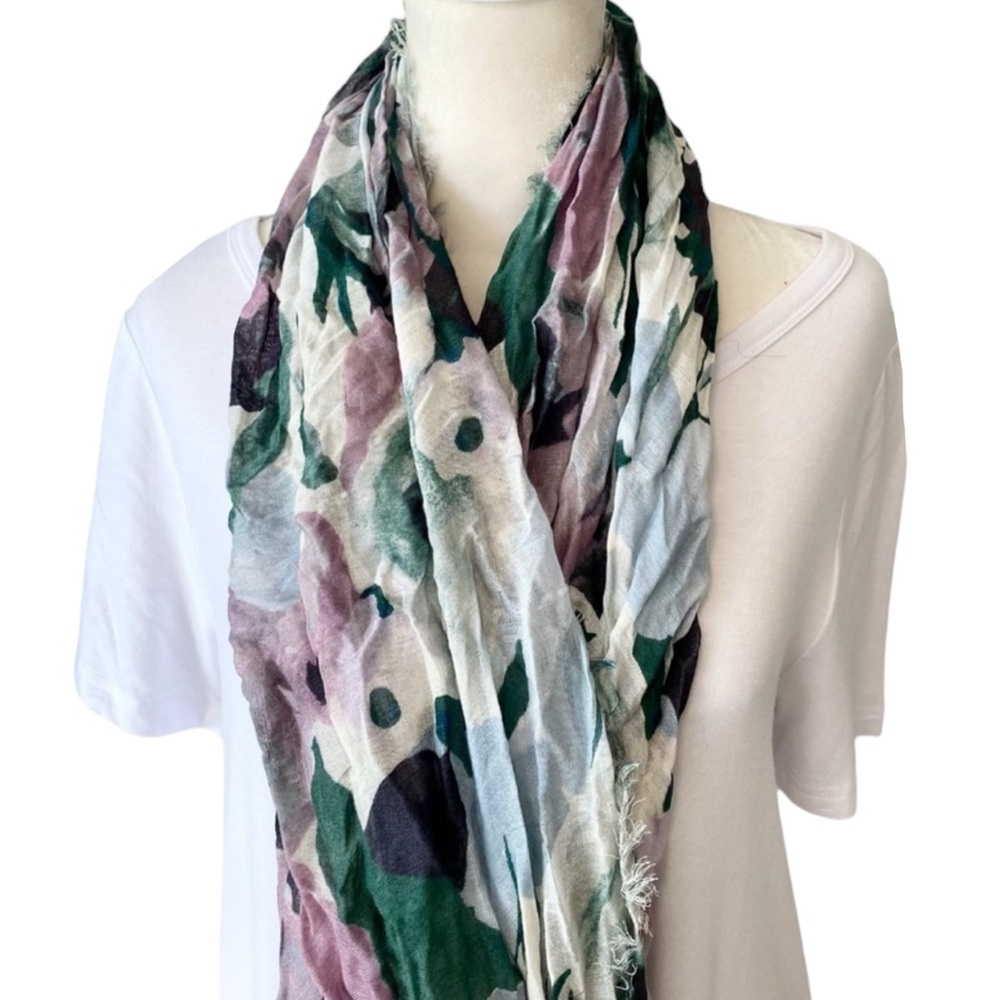 Floral Spring and Summer Infinity Scarf - pink green white